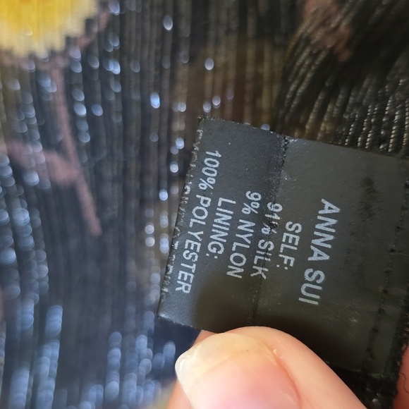 Anna SUI Black Metallic Ruffle Women's Top 10 Medium - Picture 7 of 7